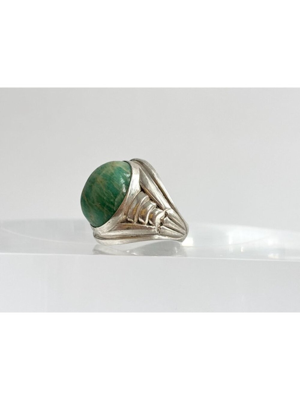 Amazonite Green Gemstone Solitaire Sterling Silver 925 Vintage Ring - sz 6.75 - Picture 8 of 16